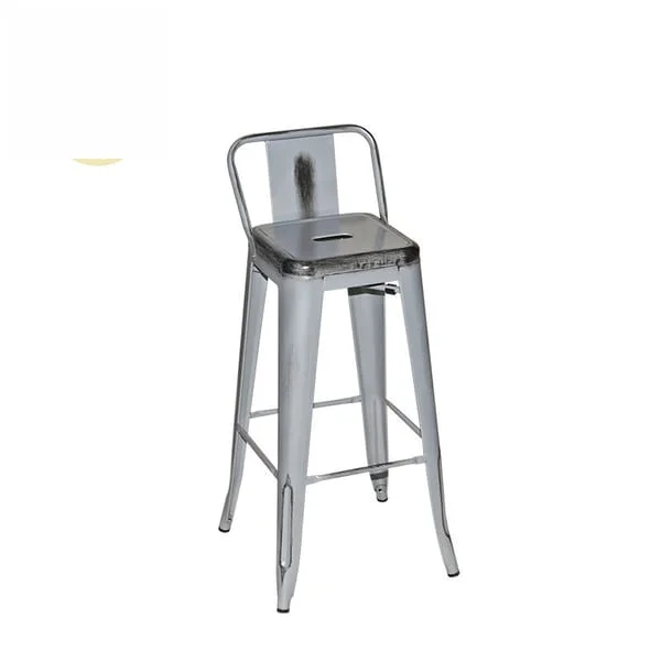 Industrial Grey Metal Bar Stool