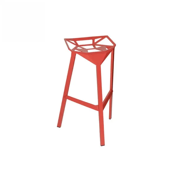Minimalist Red Metal Bar Stool