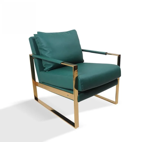 Luxury Green Fabric Lounge Armchair