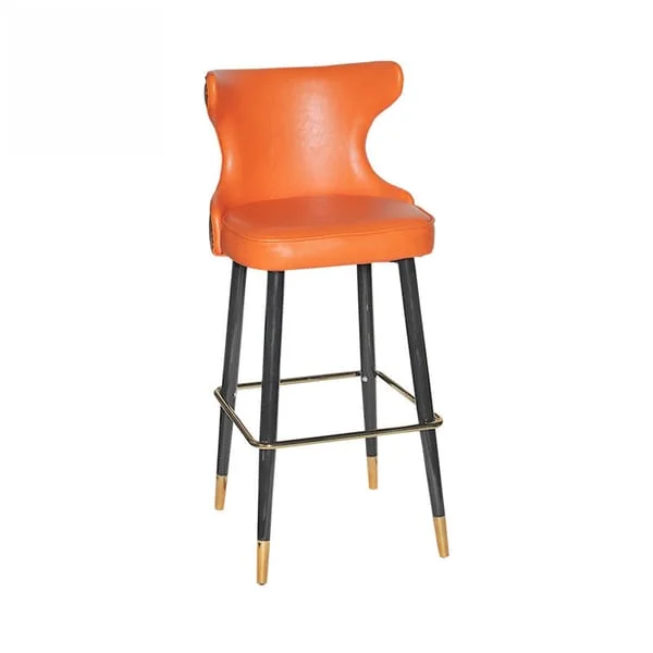 Modern Orange Padded Bar Stool
