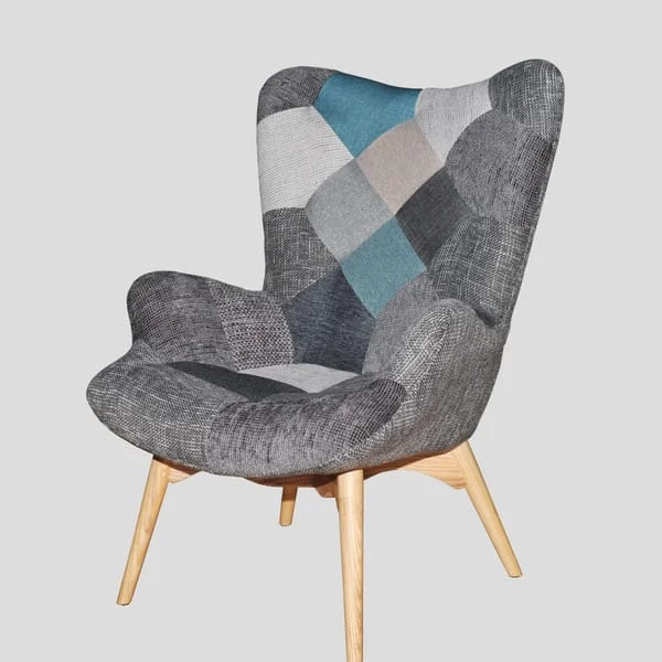 Retro Patchwork Upholstered Lounge Chair