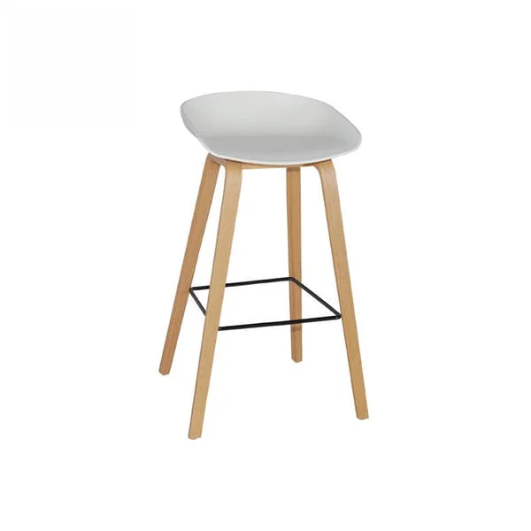Light Grey Padded Wooden Bar Stool