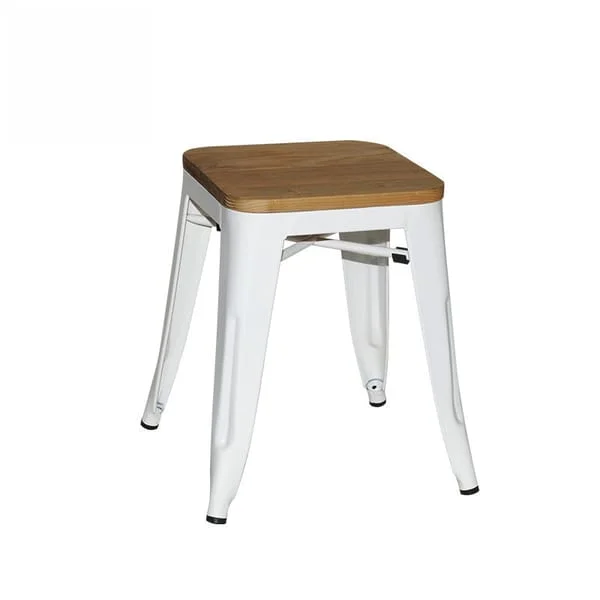 Industrial White Metal Base Stool