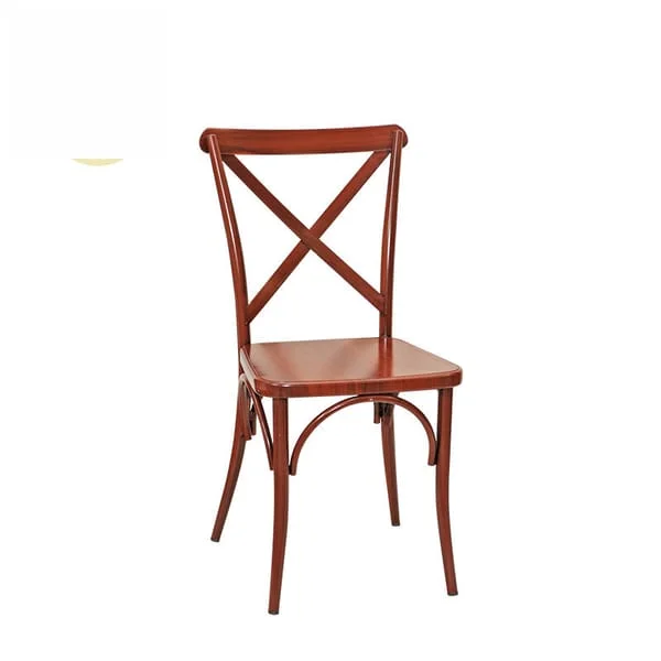 Classic X-Back Brown Wood Dining Chair