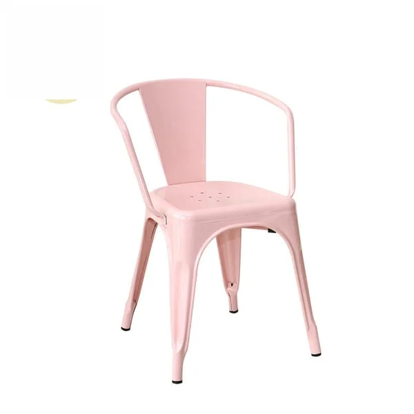 Industrial Pastel Pink Metal Café Chair