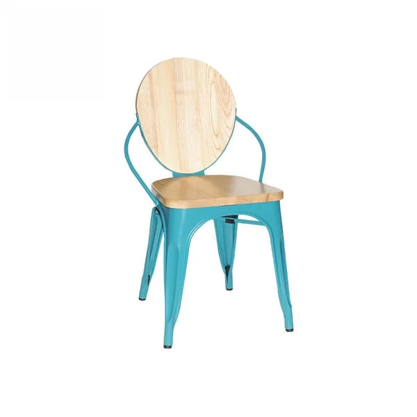 Retro Two-Tone Metal & Wood Café Chair