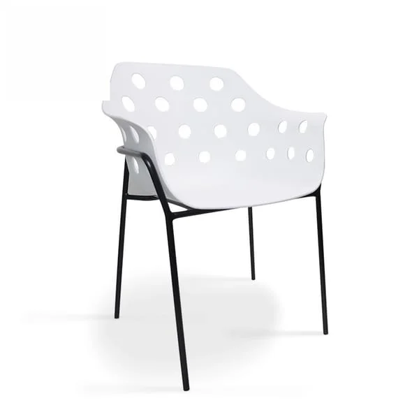Minimalist Cutout Back White Dining Chair