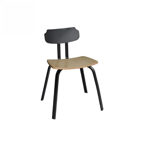 Modern Minimalist Black & Wood Dining Chair
