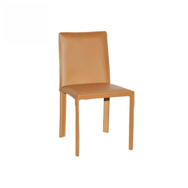 Contemporary Tan Leather Dining Chair