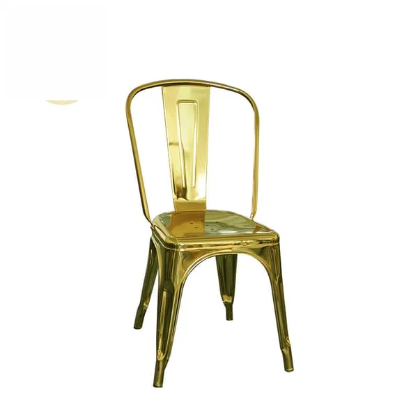 Vintage Gold Tone Metal Café Chair
