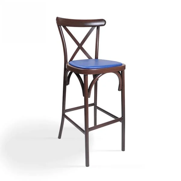 High Back Cross Design Bar Stool