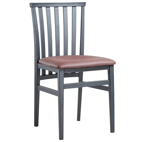 Vertical Slat Back Wooden Dining Chair