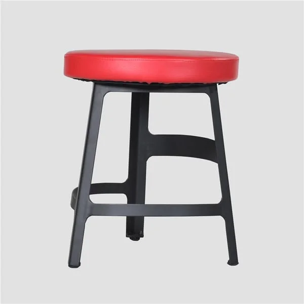 Commercial Metal Barstool with Red Upholstered Cushion