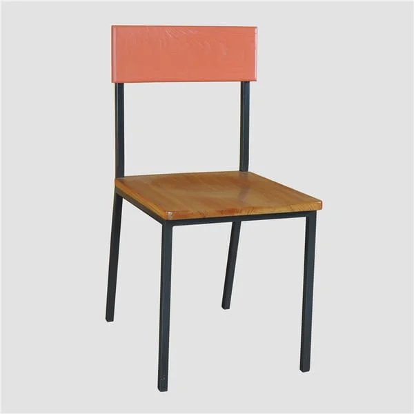 Industrial Metal Dining Chair with Wooden Seat / Bistro Side Chair