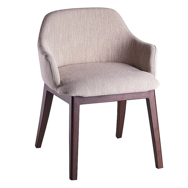 Upholstered Armchair with Wooden Legs / Modern Tufted Dining Chair