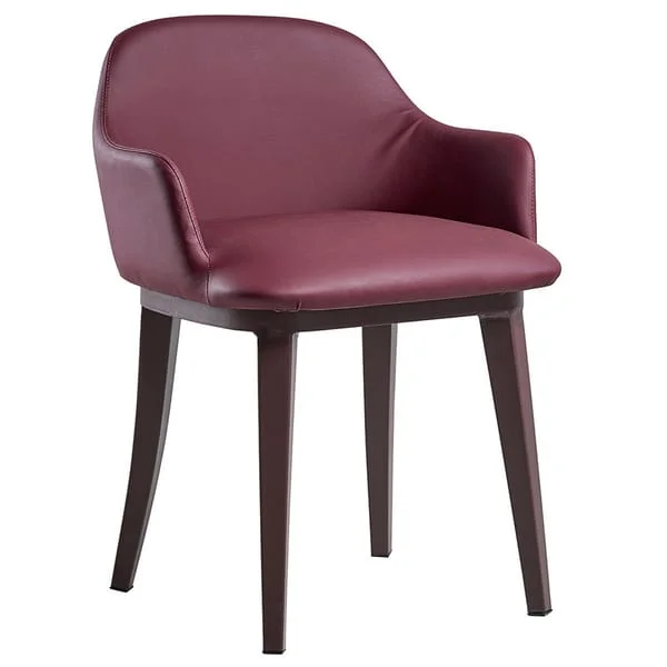 Luxury Leather Tub Armchair with Tapered Wooden Legs