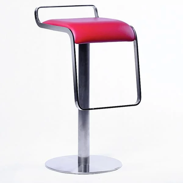 Low Back Leather Counter Stool with C-Shaped Chrome Base