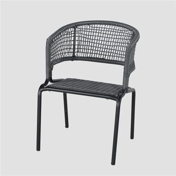Outdoor Woven Rope Dining Chair with Metal Frame