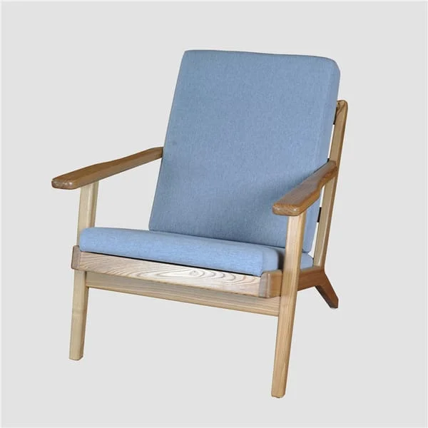 Nordic Solid Wood Armchair with Upholstered Fabric Cushion