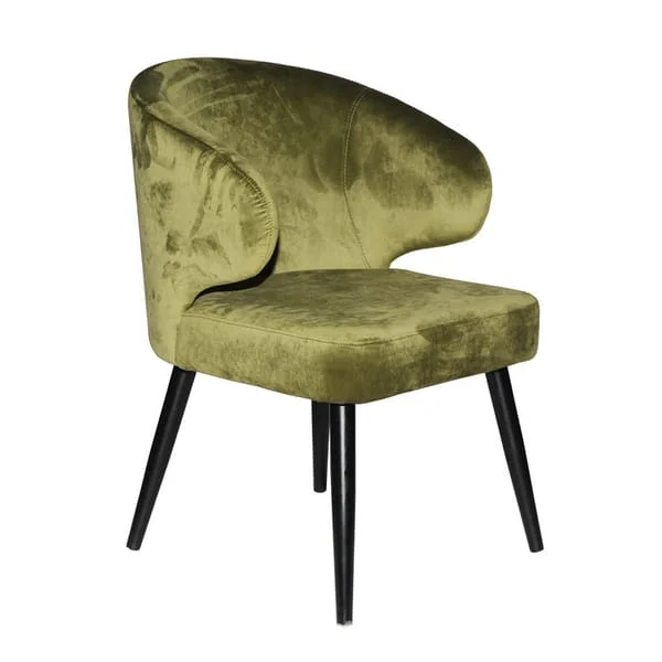 Velvet Curved Back Accent Chair with Tapered Legs