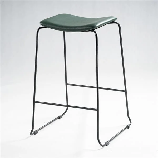 Industrial Metal Bar Stool with Faux Leather Cushion