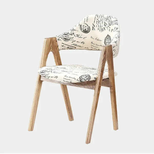 Botanical-Print Dining Chair with A-Frame Sides