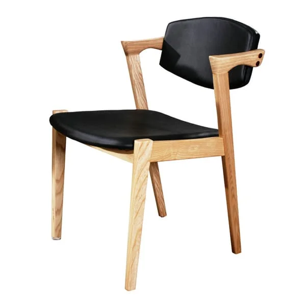 Black Padded Café Chair with Exposed Backrest Frame