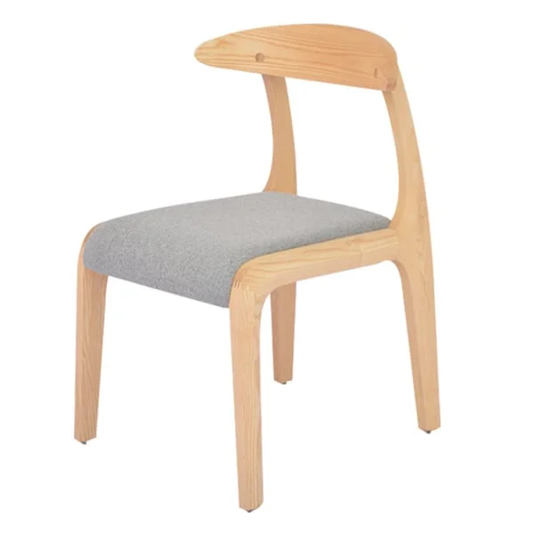 Light Sculpted-Back Dining Chair with Grey Cushion