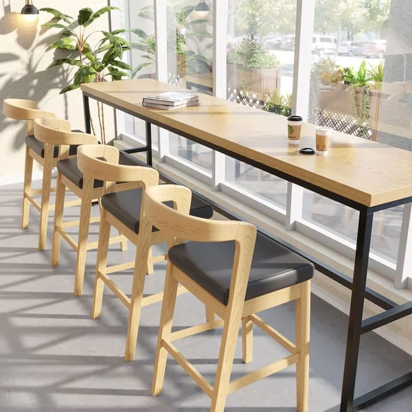 Narrow High-Top Table with Bar Stools