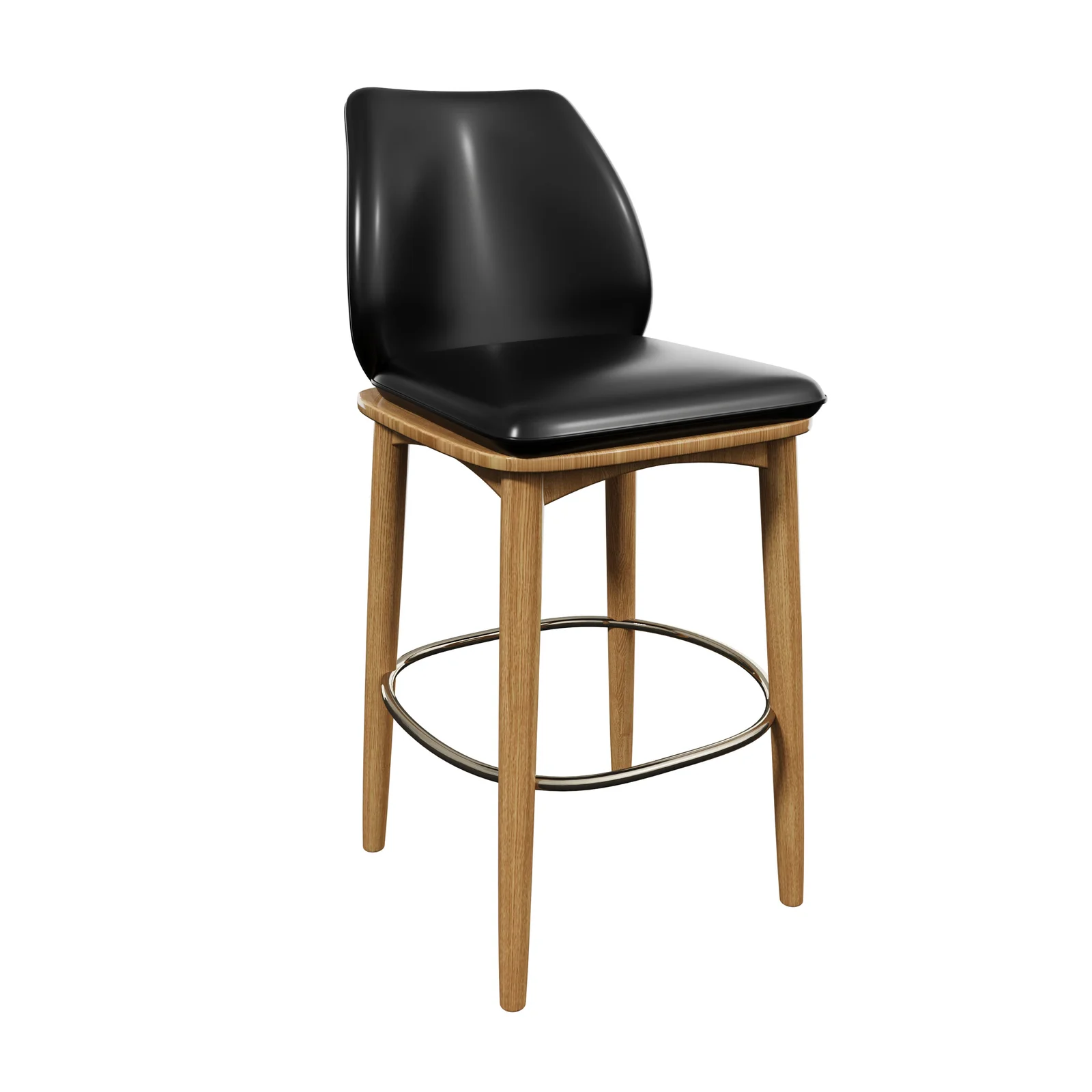 Black Faux Leather Wooden Bar Stool