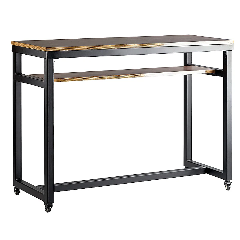 Black Frame Bar Table with Under-Top Shelf
