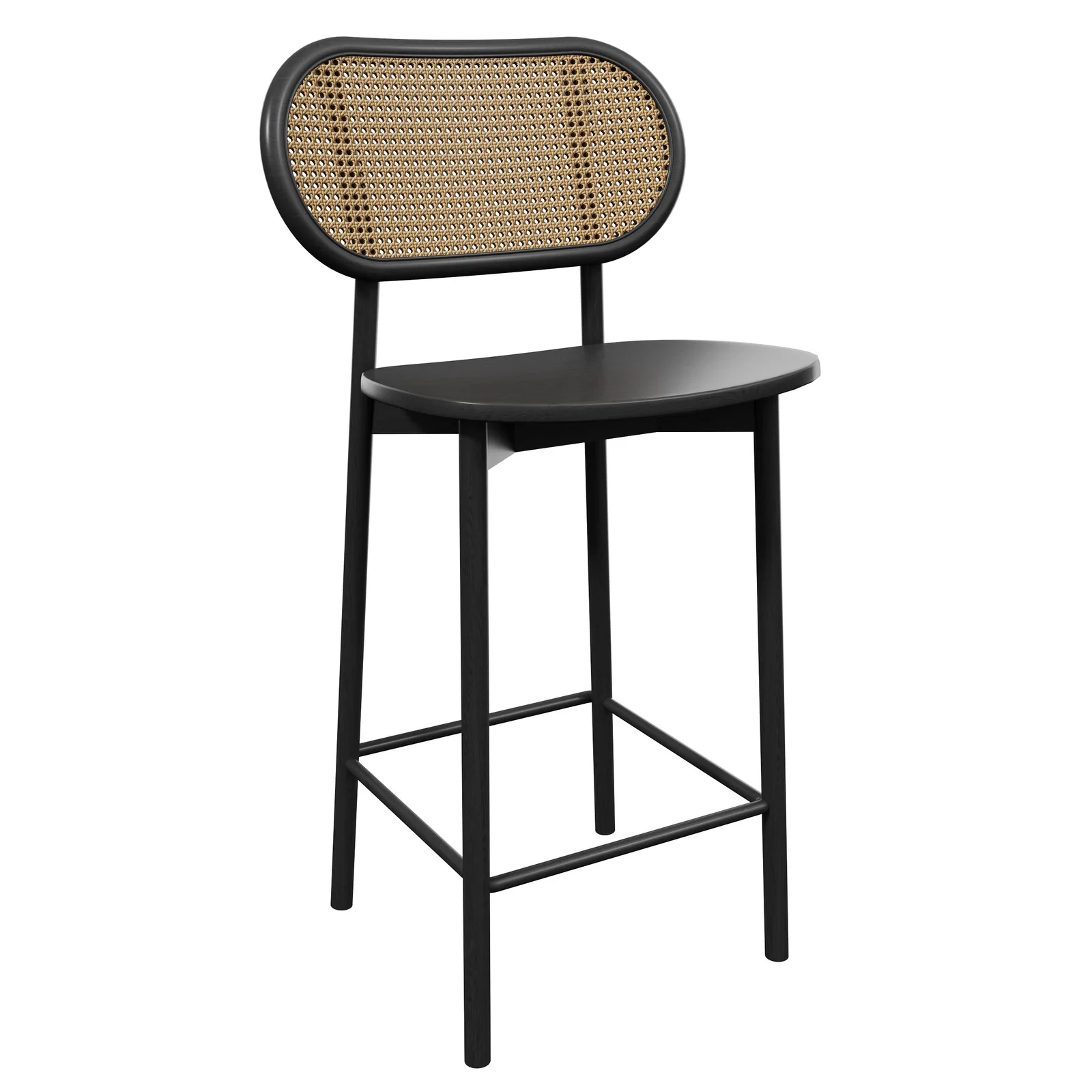 Black Frame Rattan Bar Stool