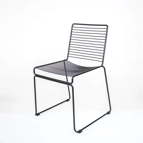 Black Horizontal-Wire Dining Chair with Sled Base
