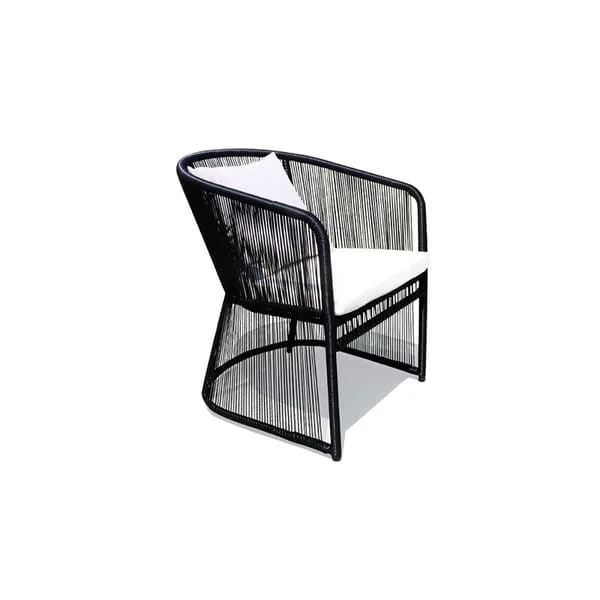 Black Hourglass-Frame Woven Patio Chair