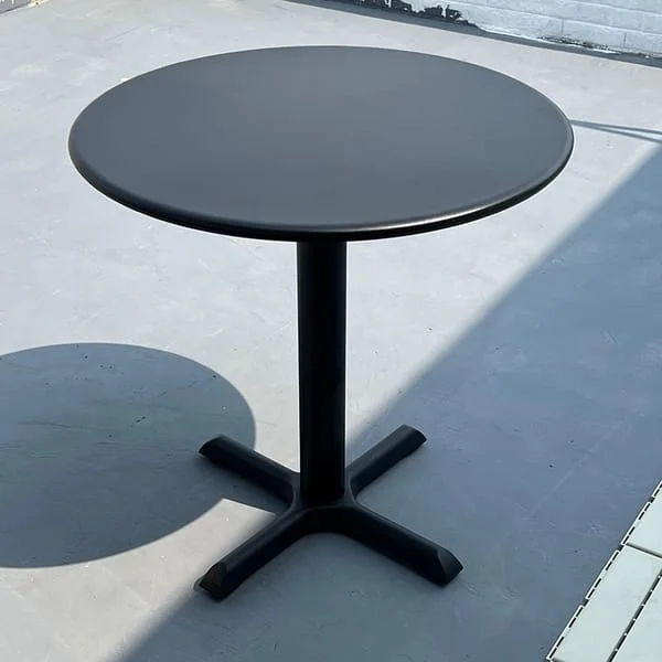 Black Round Café Table with Four-Spoke Base