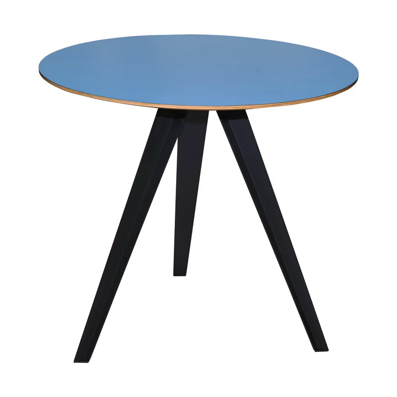 Blue Round Café Table with Black Tripod Legs
