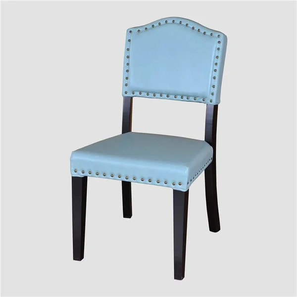 Blue Upholstered Dining Chair with Nailhead Border