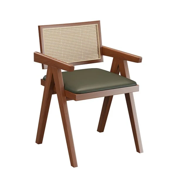 Broad-Arm Café Chair with Rectangular Openwork Back