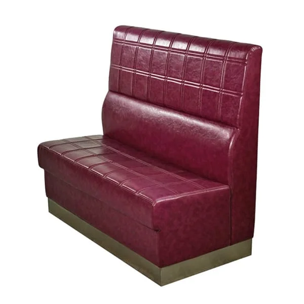 Burgundy Grid-Stitched Café Booth