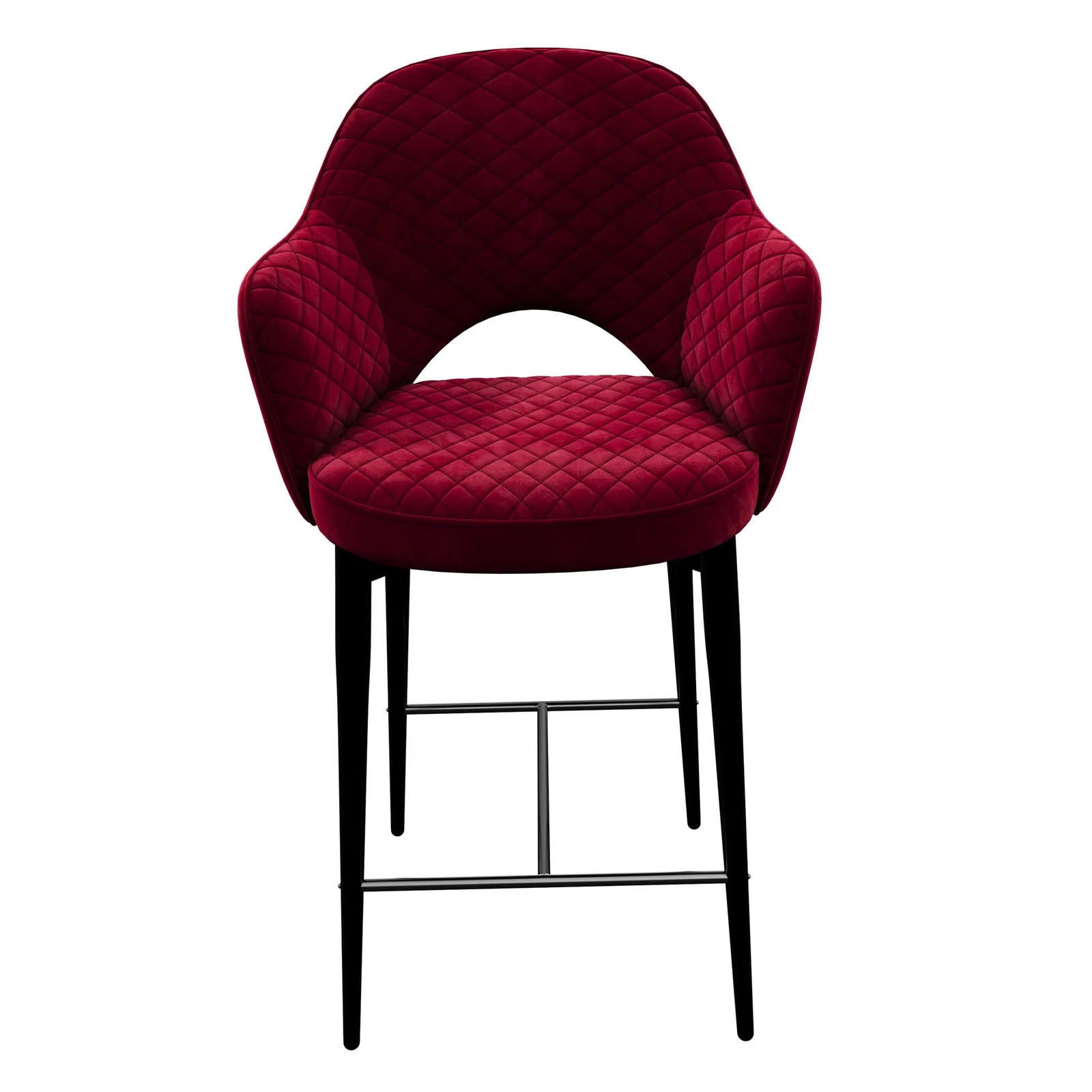 Burgundy Velvet Upholstered Bar Chair with Arms