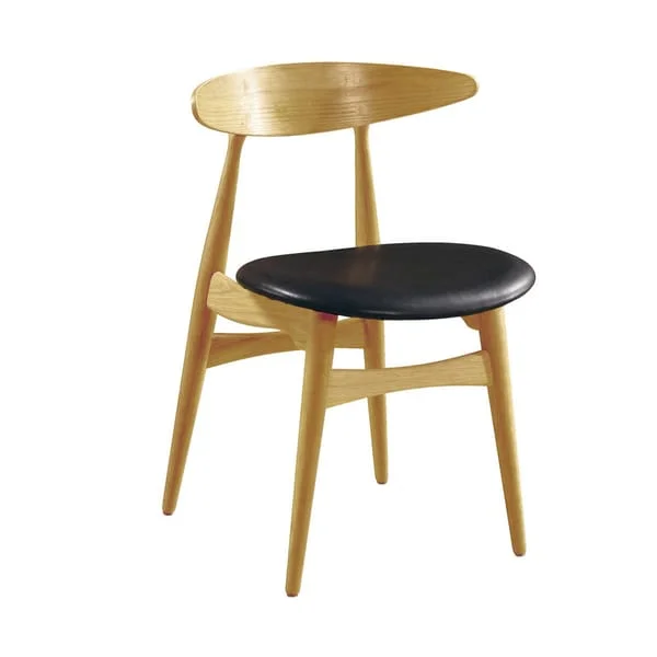Low Crescent-Back Café Chair with Black Seat