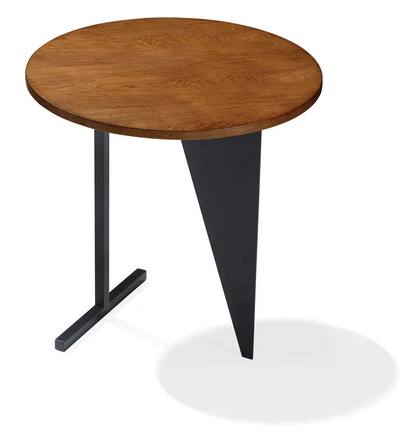 Round Café Table with Asymmetric Panel Base