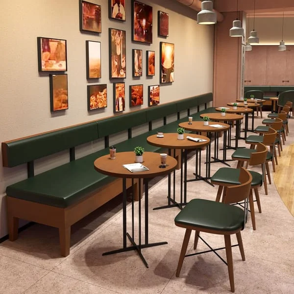 Café Bench Seating with Round Tables