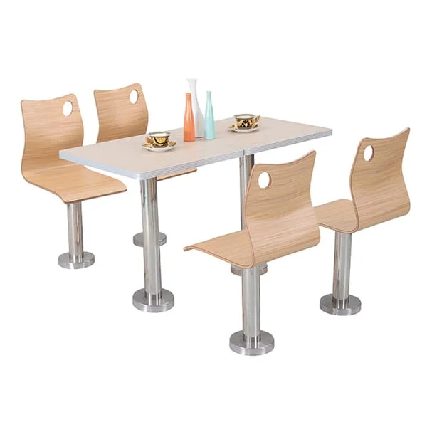Cafeteria Table and Chair Set with Floor-Mounted Seats