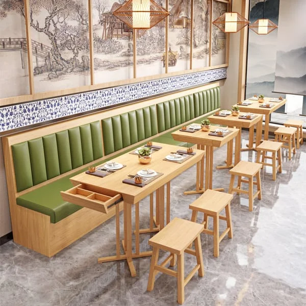 Channel-Back Café Bench with Dining Tables