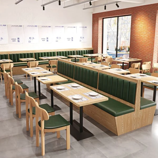 Channel-Back Green Booth and Restaurant Table Set