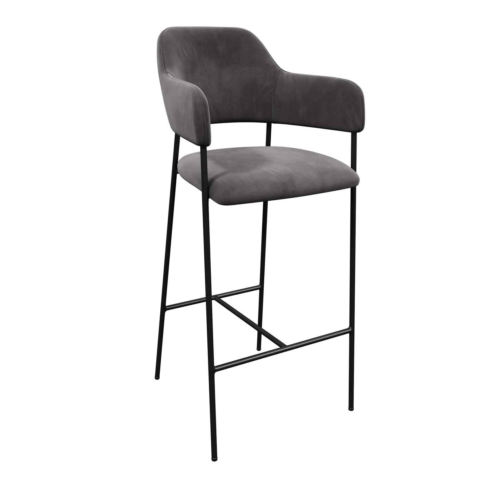 Charcoal Grey Low-Arm Bar Stool