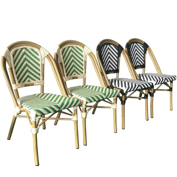Chevron-Weave Outdoor Bistro Chairs