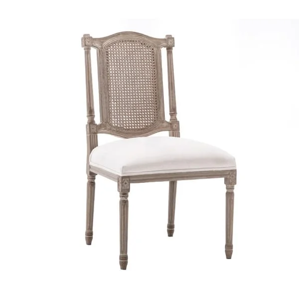 Classic Openwork-Back Dining Chair with White Cushion
