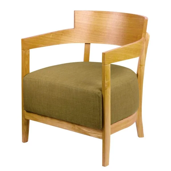 Broad-Arm Café Chair with Green Seat Cushion